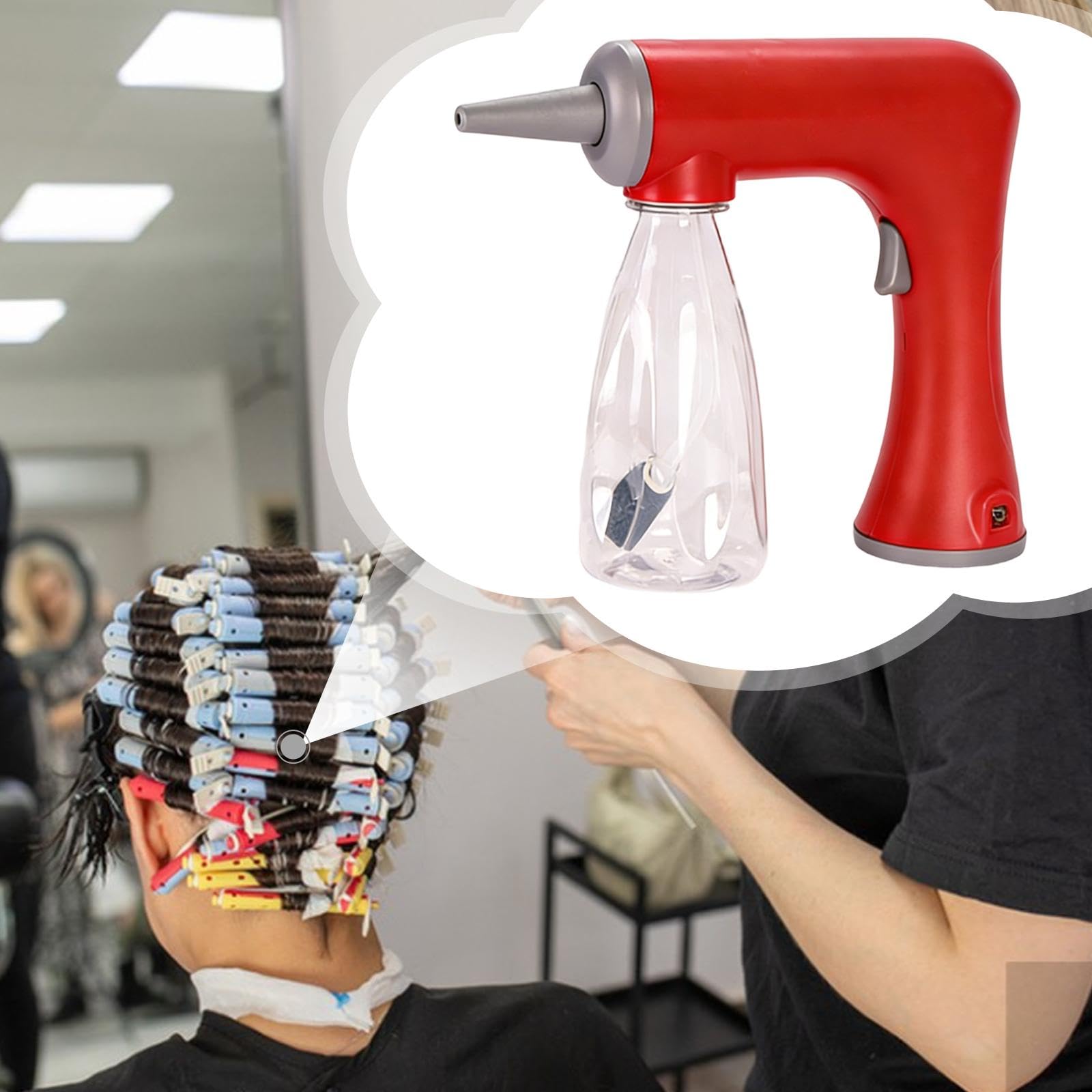 Elektrische Schaummaschine, Dauerwellengerät, Kabelloses, Wiederaufladbares Styling Zubehör Aus PP Material, Geeignet für Friseursalons, Rot