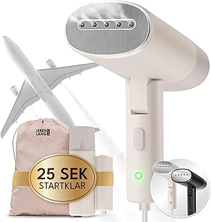 LEBENLANG Steamer Dampfglätter Reise - Kompakt Faltbar & Inkl. Reise Set I Dampfbügeleisen Steam Iron Dampfbürste für Dampfglätten Bügeln im Urlaub I Hand Reisesteamer mini handheld Travel Steam Sream
