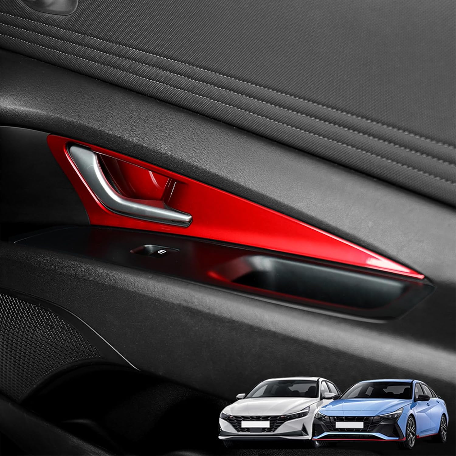 Interior Door Panel Cover Trim Door Cover Inner Door Handle Panel Compatible with Hyundai Elantra N 2022-2025 Elantra N Line 2021-2025 Accessories (Carbon Fiber Pattern)