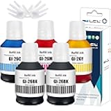 LCL GI-26 GI26 Ink Bottles Replacement for Canon 26 GI26 GI-26 Ink Refill Bottles Compatible with Canon MAXIFY GX7021 GX6021 GX7020 GX6020 GX5020 GX4020 GX3020 Printer (5-Pack,2KCMY)