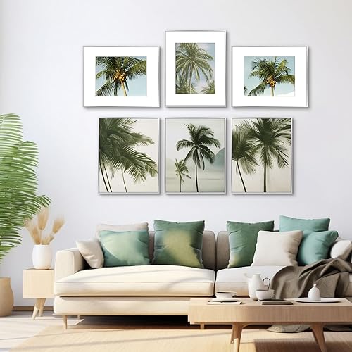 Vista 69 de Golden State Art - Marco de fotos de aluminio satinado clásico de 8 x 10 con alfombrilla de color marfil para fotos de 5 x 7 y cristal real, Dorado