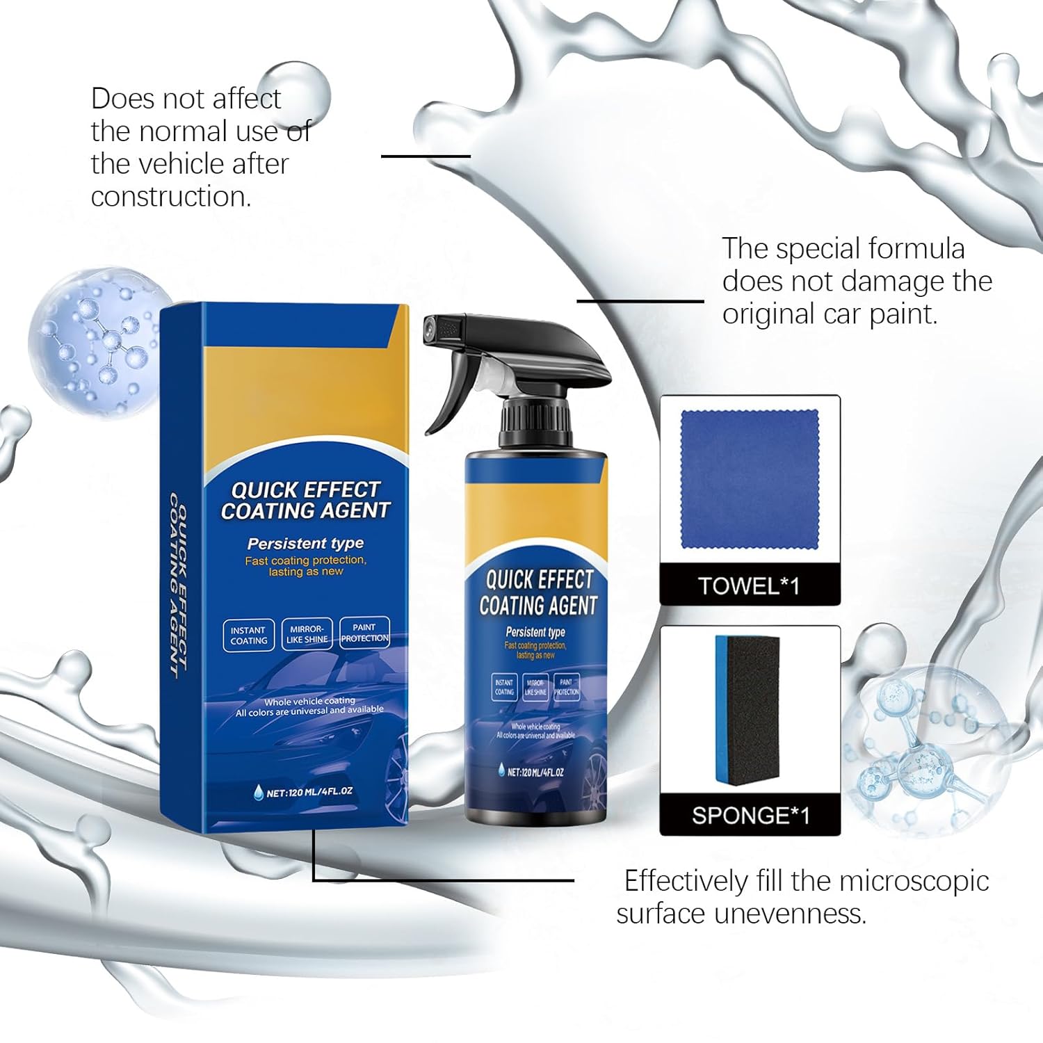 German Car Coating Spray, German Nano Spray for Cars, 3 in 1 High Protection Quick Effect Coating Agent, Multi-Functional Daily Care Wax Restore Shine & Long-Lasting Protection (3set)