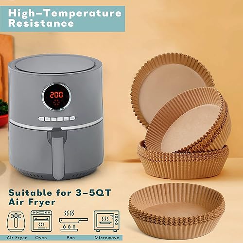 Miniatura 7 de 120 forros para freidora de aire marrón de 6.3 pulgadas, forros de papel pergamino para freidora de aire, antiadherentes, resistentes al aceite, de