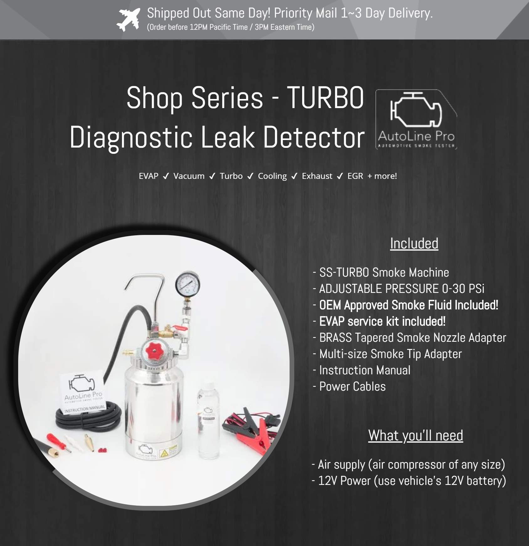 Buy AutoLine Pro Shop Series Turbo EVAP Vacuum Smoke Machine Leak