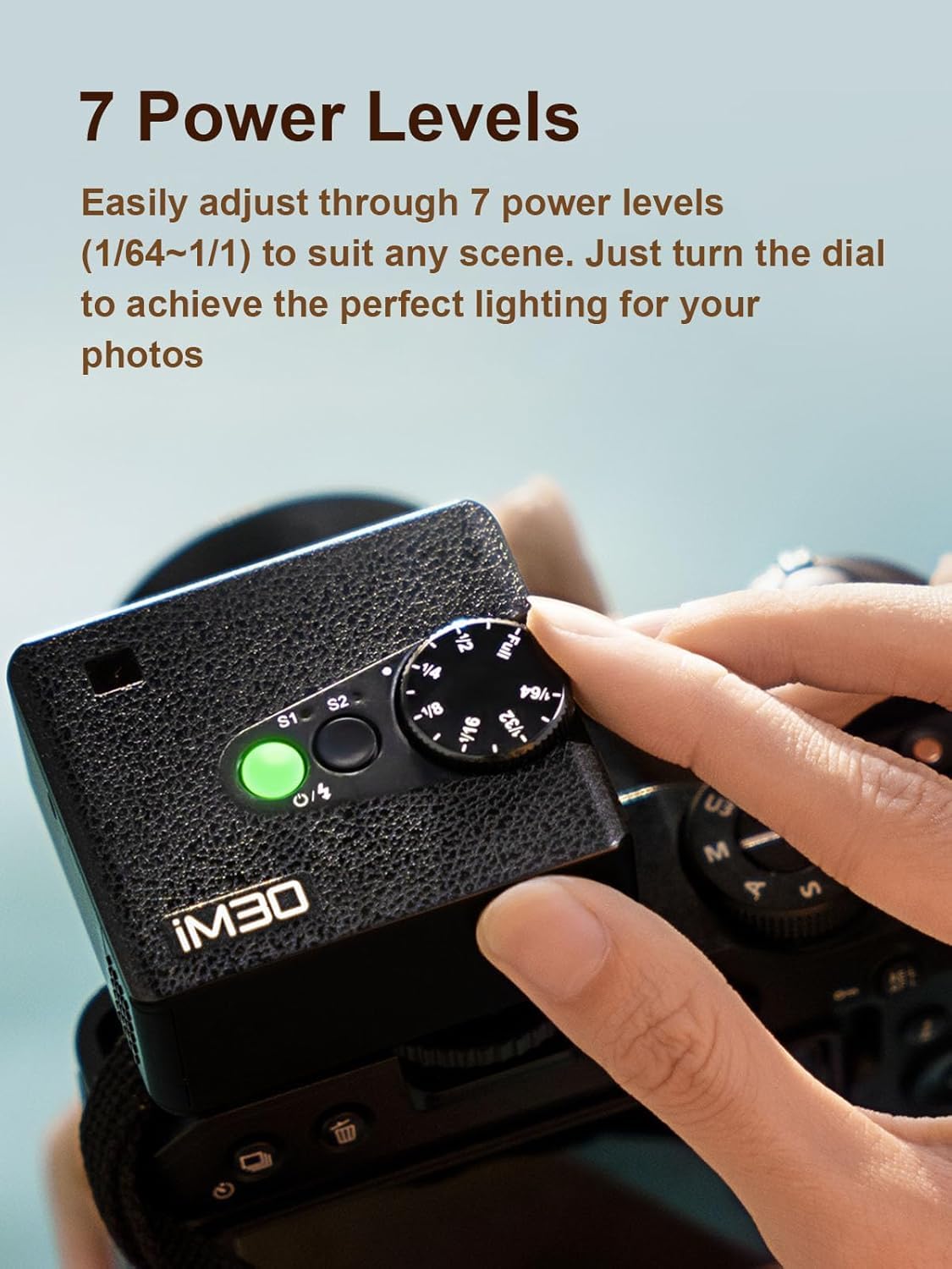 Godox Flash Godox iM30 Mini Flash - Camera Flash GN 15, 7 Power Levels, IM 30 Mini Manual Flash for Canon/Sony zv1/Sony zve10 /Ricoh gr3/Fuji f1-230 Full-Power Flashes/6500K±200K/3.6S Recycle