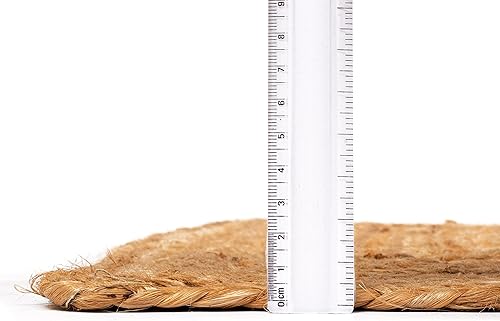 Miniatura 2 de Hausattire Alfombra trenzada de yute tejida a mano, 4 x 6 pies, natural, reversible, bohemio, alfombra de entrada para cocina, sala de estar,