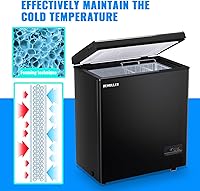 Vista 7 de Congelador de pecho de gran capacidad (hasta -11.2 ℉) con dos cestas extraíbles independientes, color negro, tamaño compacto para el hogar, cocina