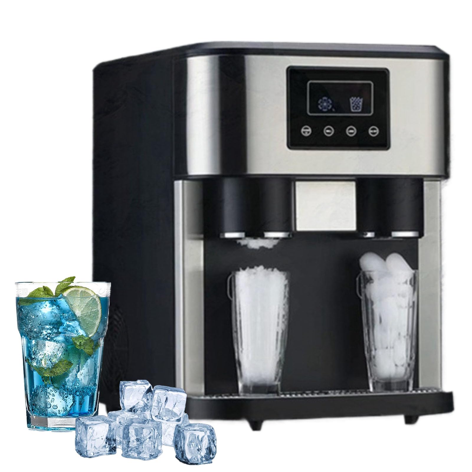 Tritaghiaccio elettrico, produce 15 kg di ghiaccio in 24 ore, produce 16 cubetti di ghiaccio in 9 minuti, ideale per casa, cucina, ufficio, bar, ideale per caffè freddo e tè