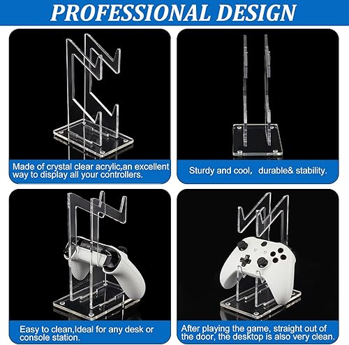 Miniatura 4 de AHANDMAKER Soporte universal para controlador doble, soporte de exhibición de controlador de juegos de acrílico transparente, soporte de escritorio