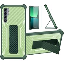 Aroepurt Case for TCL 20 Pro 5g Phone Case Stand Cover [with Tempered Glass Screen Protector] Hybrid Case [Folding Support Magnetic] [Frosted Anti-Fingerprint] Green