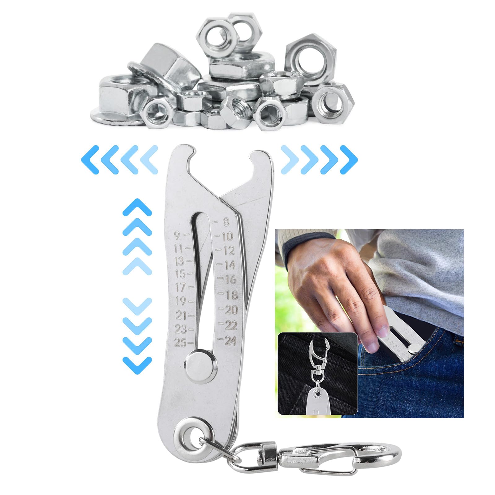 Thread Finder My Inch Bolt Thread Checker Portable Thread Size Checker Keychain - Inch ...