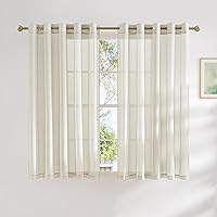 Vista 55 de NICETOWN Cortinas semitraslúcidas con textura de lino, con ojales, tratamiento de ventanas, cortinas verticales de lino con filtro de luz para sala