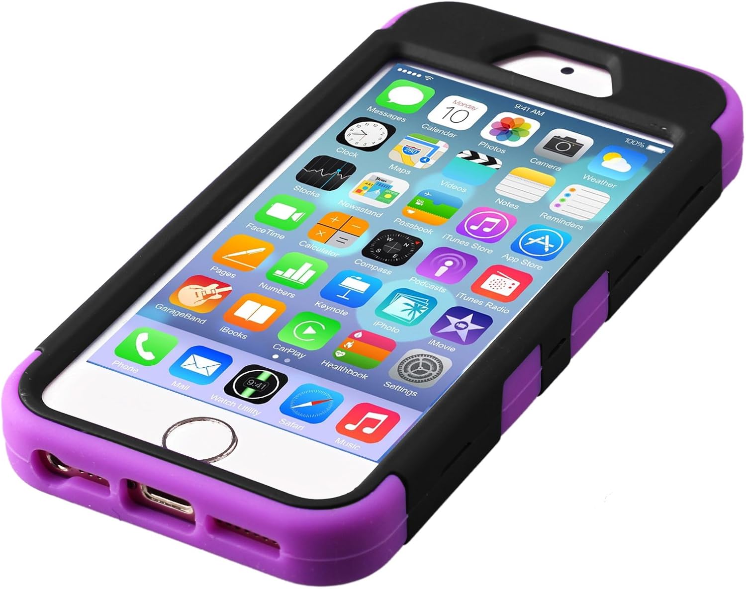 iPhone 5 Case,iPhone 5S Case, BENTOBEN 3 Piece Hard Plastic Shell Silicone Hybrid iPhone 5 Cases Shock Proof Drop Resistance Anti-Slip Cover for Apple iPhone 5 5S, Black/Purple