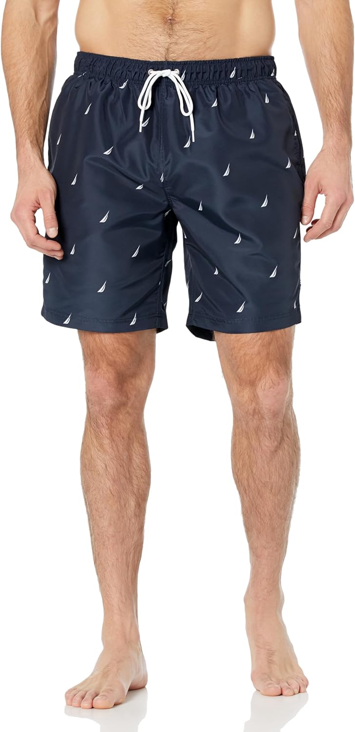 Nautica Mens 8" J-Class Print Quick-Dry Swim