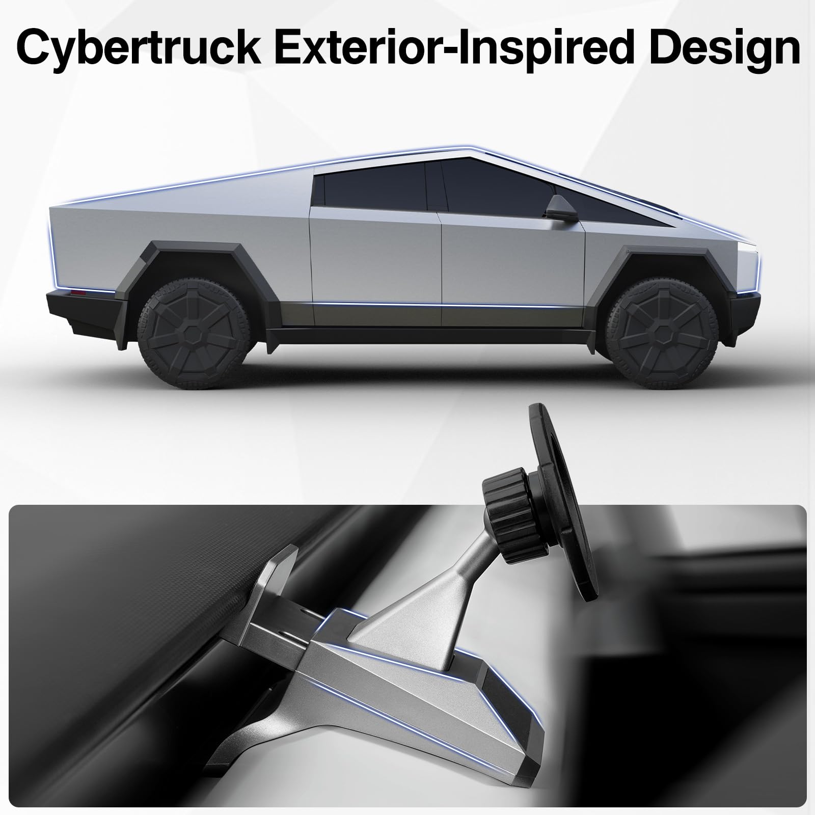 Soporte magnético para teléfono Tesla Cybertruck 2024, soporte ajustable para teléfono para accesorios Cybertruck compatibles con teléfono con anillo magnético