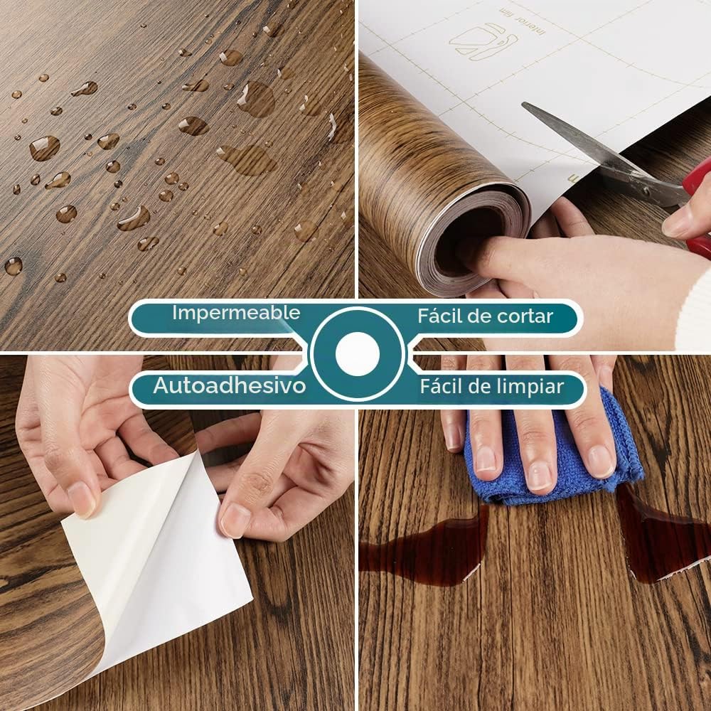 VEELIKE Papel Pintado Madera Marrón Vintage 60 cm x 900 cm Papel Adhesivo para Muebles Revestimiento Pared Madera Vinilo Adhesivo Encimera Cocina Impermeable Vinilo Adhesivo Pared Habitacion