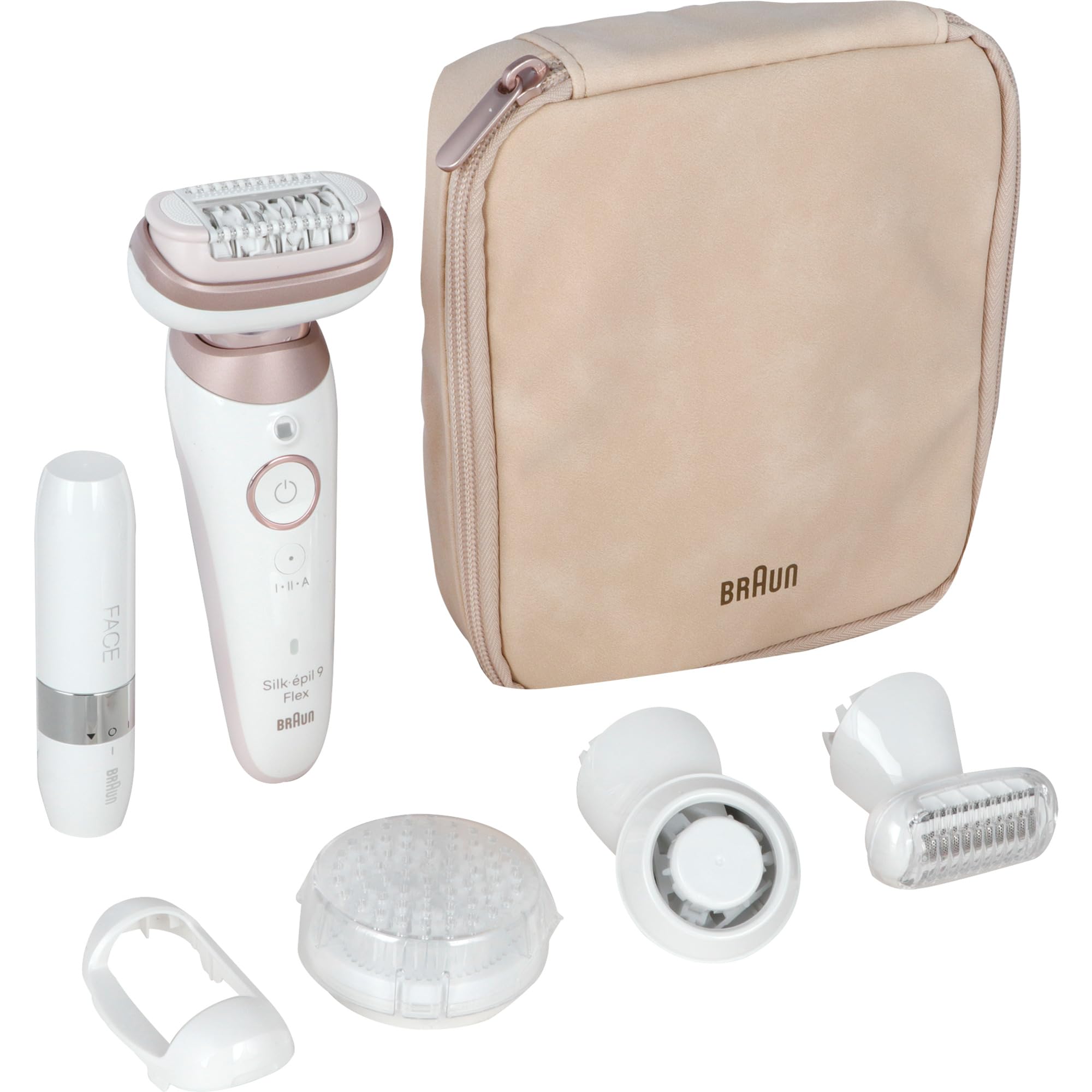 Braun Silk-épil 9 Flex - Depiladora facial para mujer con cabezal flexible de 360 ° para depilación fácil, en húmedo y seco, depiladora con capucha recortadora GreenCircle Certified: Certified Energy Savings