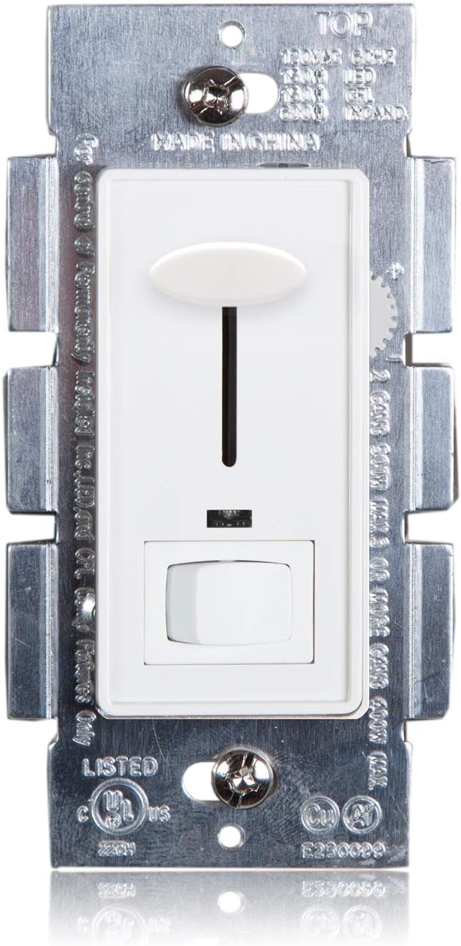 Exclusive Discount 80% Offer Maxxima 3-Way/Single Pole Dimmer Electrical Light Switch With Blue Indicator Light 600 Watt max, LED Compatible, Wall Plate Included