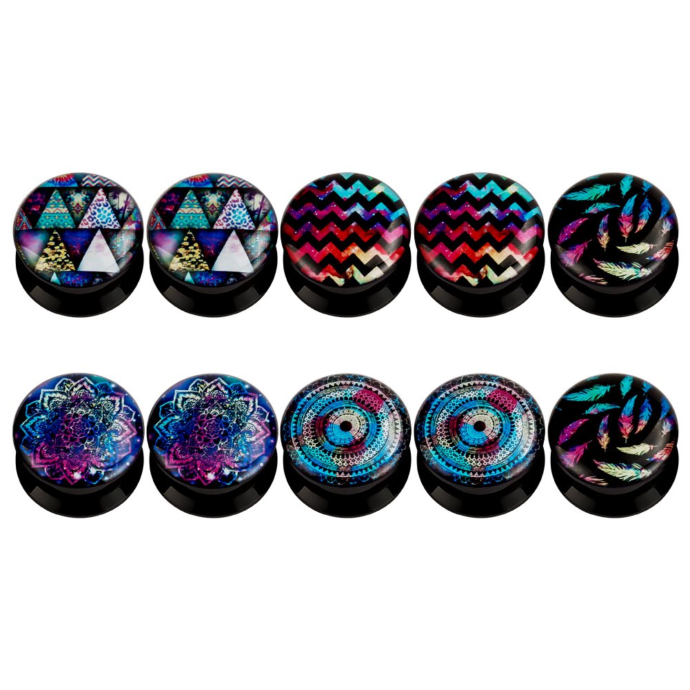 KUBOOZ(5 Pairs Colorful-Dream Acrylic Ear Plugs Tunnels Gauges Stretcher Piercings