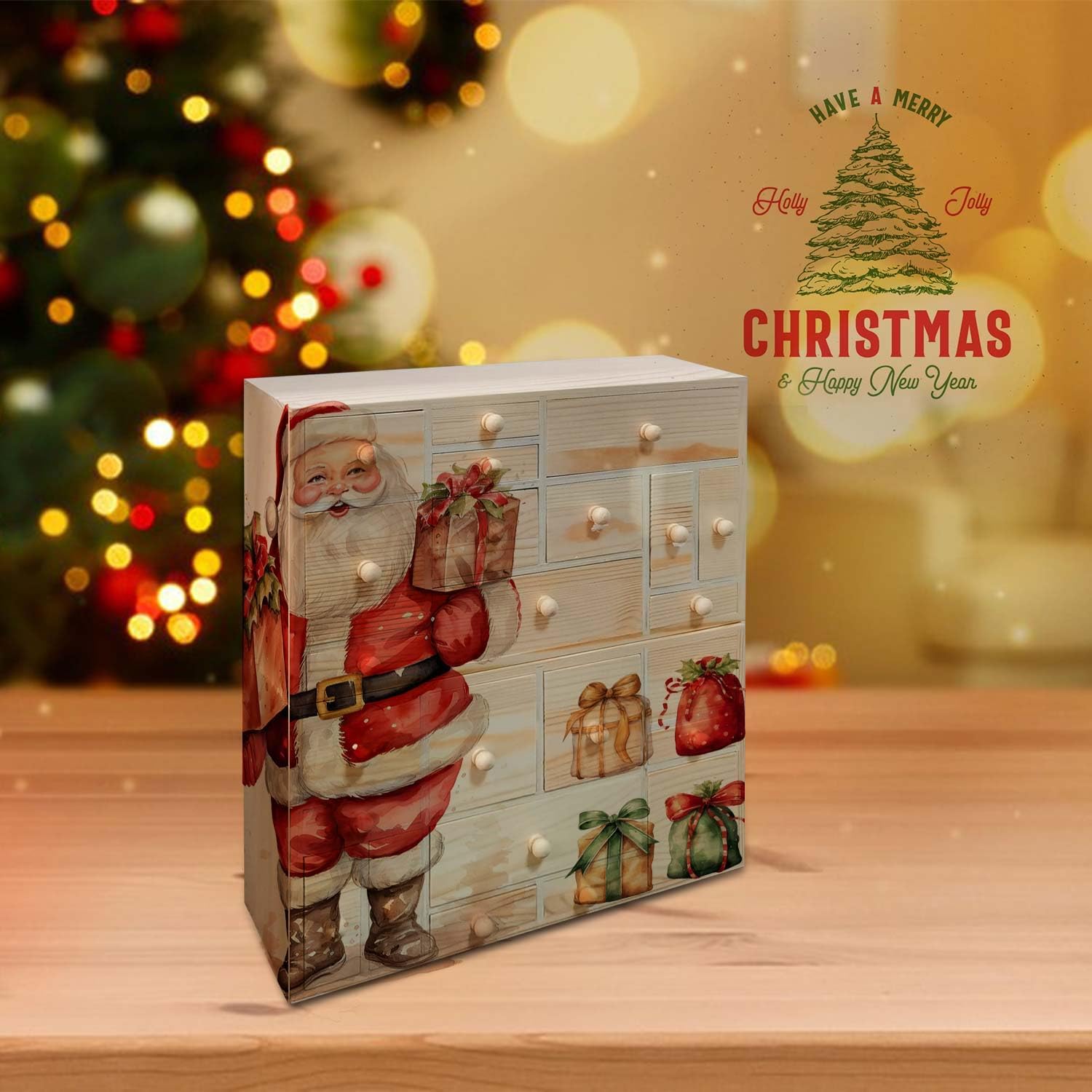 Wooden Countdown to Christmas Advent Calendar, Storage Organizer with 24 Drawers, Jewelry Box, Desktop Organizer, DIY Unfinished Wood Set of 2 Refillable Wooden Advent - Image 5