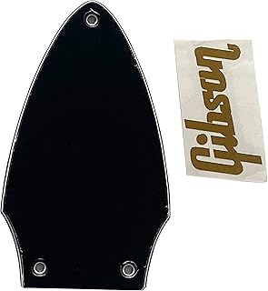 Guitar Parts Guitar Pickguard For Gibson Flying V Truss Rod Cover+Gold Decal (3 Ply Black-1)