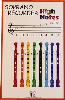 PLUM ROSE Soprano High Notes Recorder Finger Chart (11x17) - Learn to Play - Rainbow Recorder, MUS8841025