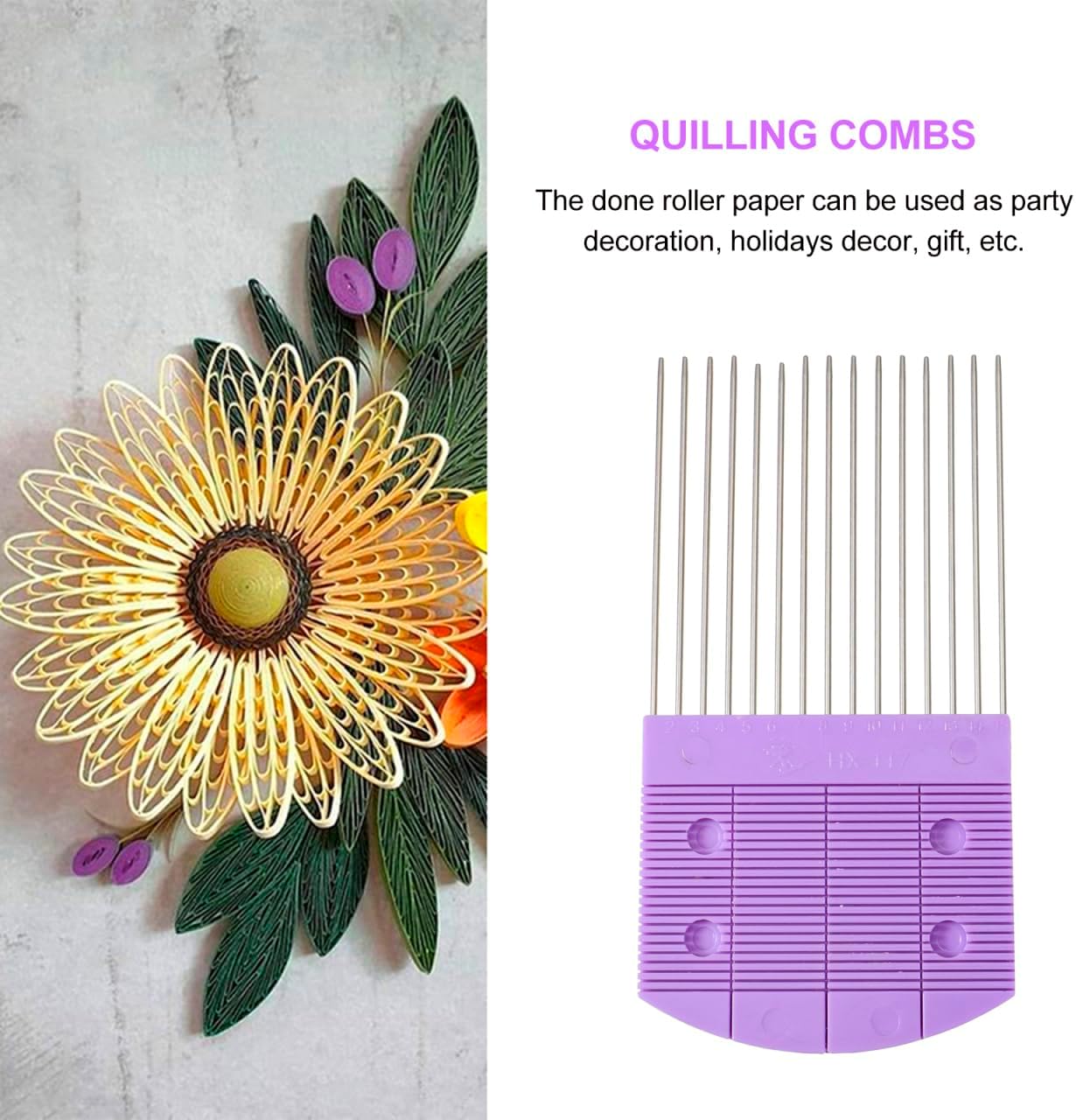 Garneck 2pcs Metallic Quilling Comb Set - Paper Quilling Tools for DIY Crafts and Artistic Designs