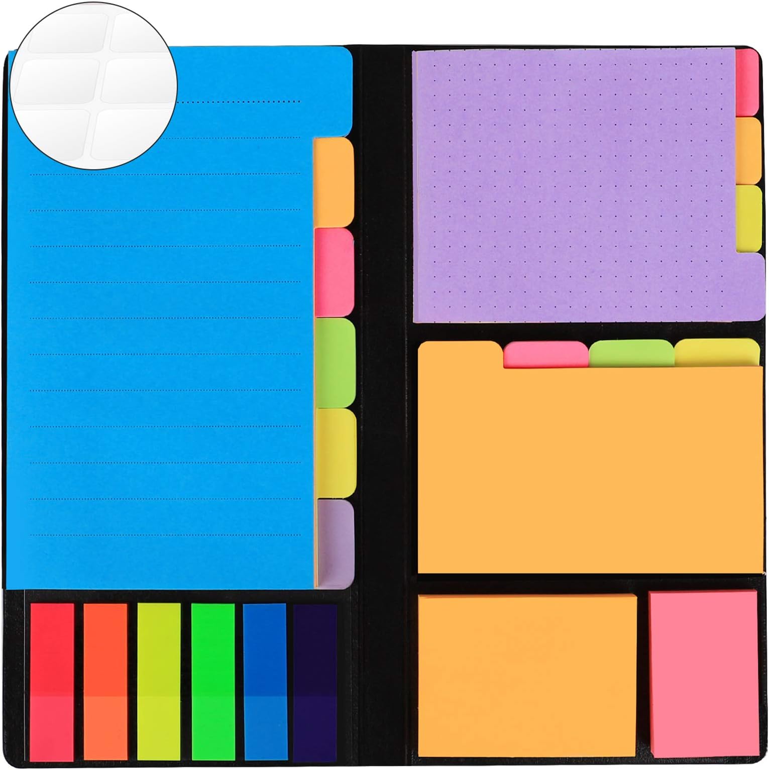 JARLINK 578-in-1 Divider Sticky Notes Set, Super Sticky Page Markers Prioritize with Color Coding, 60 Ruled, 40 Dotted, 40 Blank, 60 Orange and Pink, 150 Index Tabs and 168 Labels