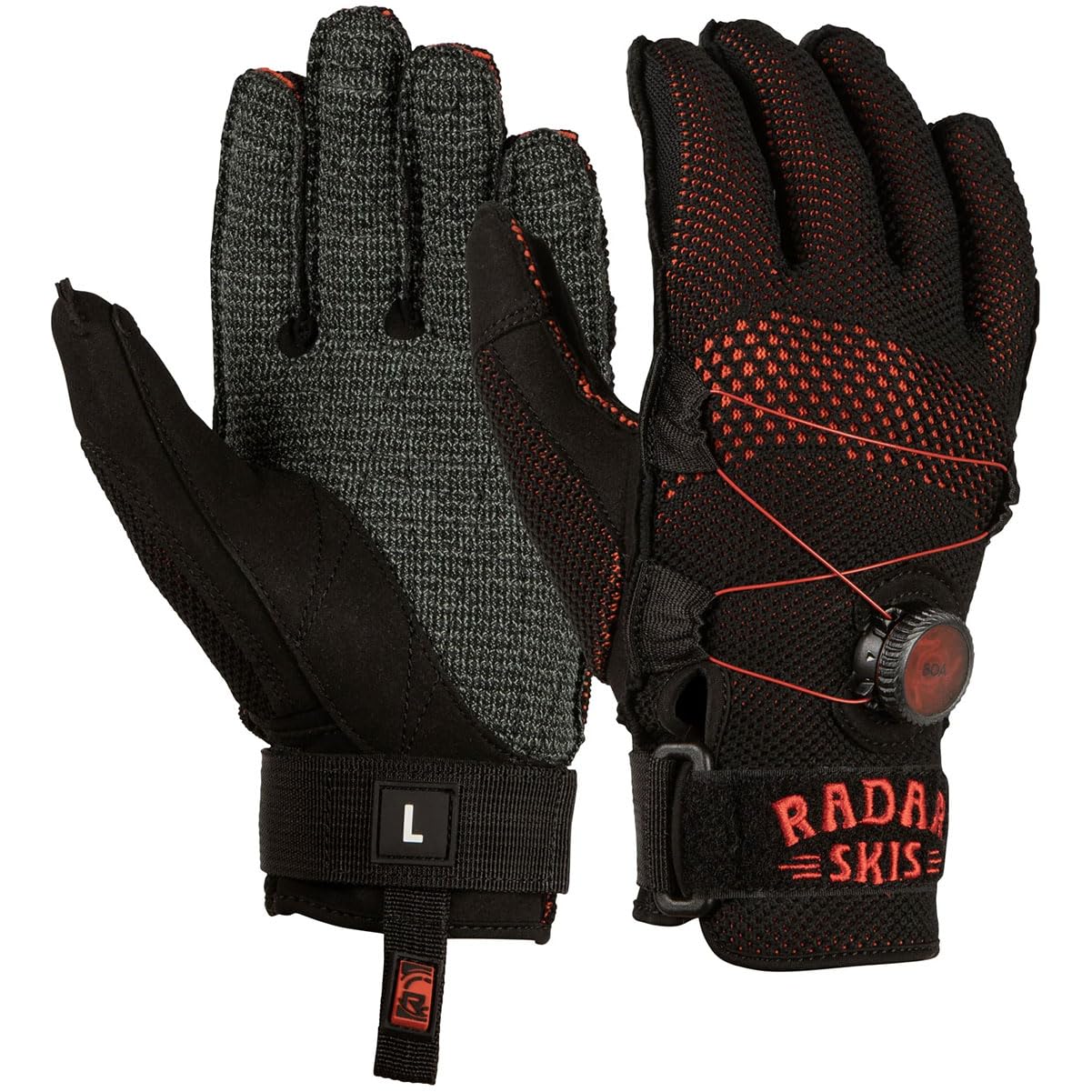 Radar AirKnit-K BOA - Guantes de esquí acuático (interior), color negro y rojo