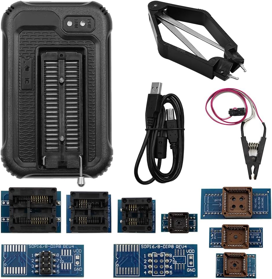 DollaTek T48 Mini Pro Universal USB Programmer with 10 adapter Support 31000 ICs for SPI/Nor/NAND Flash/EMMC/IC Tester TL866CS TL866II Plus Replacement BIOS MCU EEPROM AVR PIC
