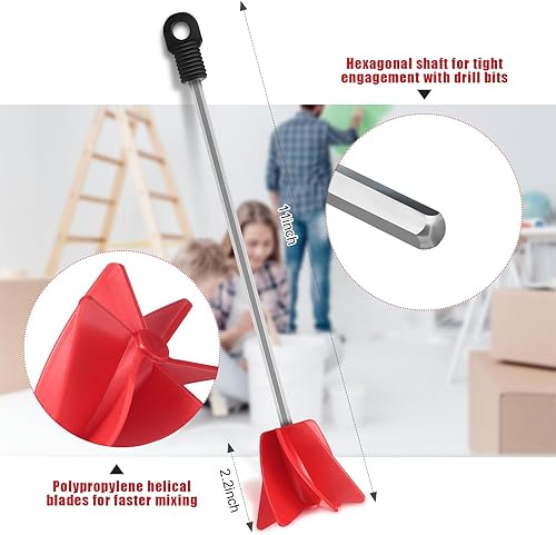 Miniatura 2 de Loosh 6 Piezas Agitador de Pintura de 11 Pulgadas para Taladro, Accesorio Mezclador de Pintura, Mezclador Helicoidal de Epoxi para Concreto Resina