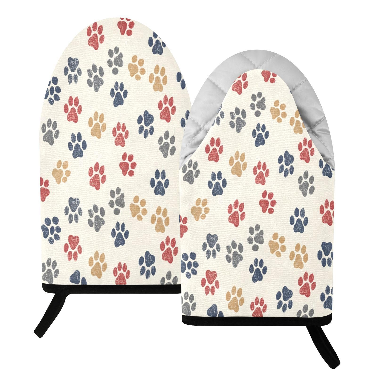 BURSTDDY Dog Paw Print Oven Mitt,Heat Resistant Kitchen Mitts for Cooking