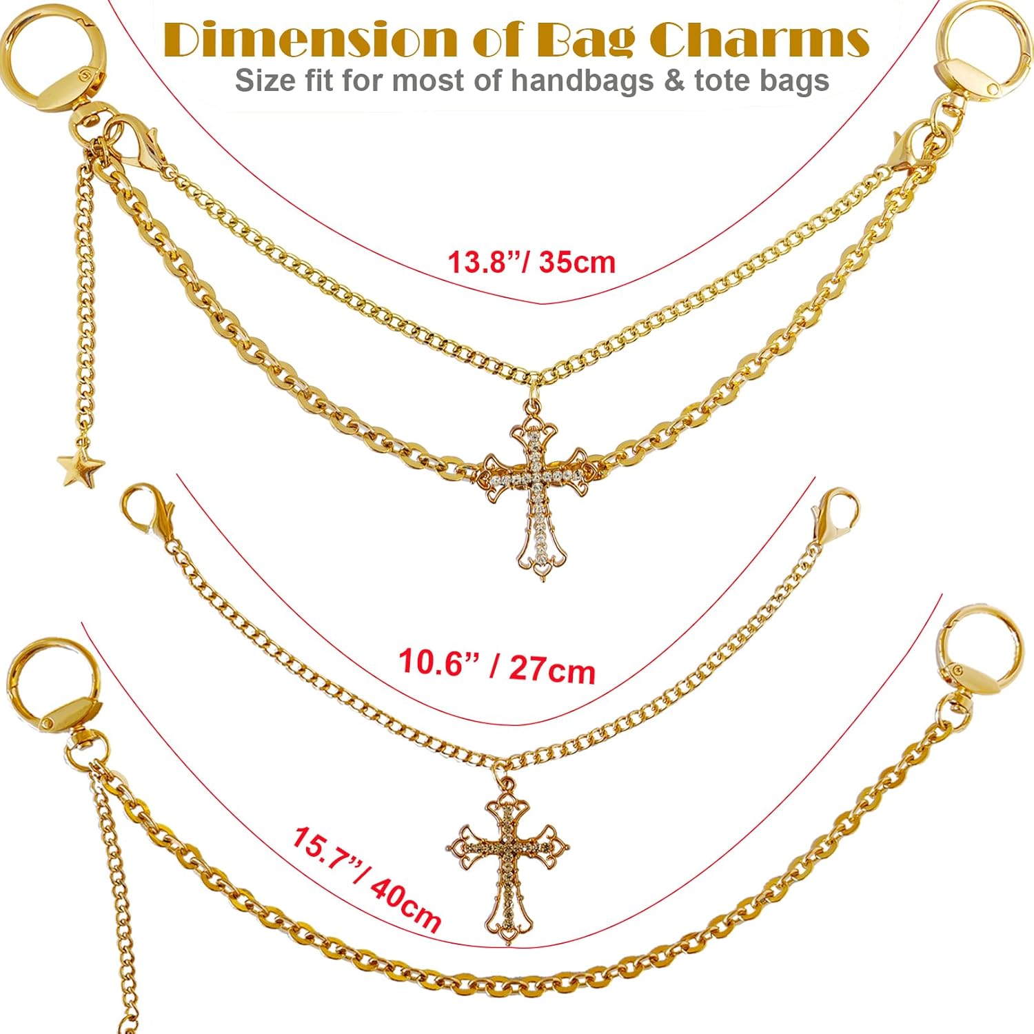 Bag Charms Purse Chain Charm for Handbags & Tote Bags, Cute Gold Key Chain Accessories for Bogg Bag - Image 4