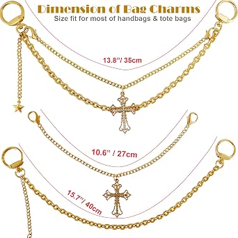 Bag Charms Purse Chain Charm for Handbags & Tote Bags, Cute Gold Key Chain Accessories for Bogg Bag