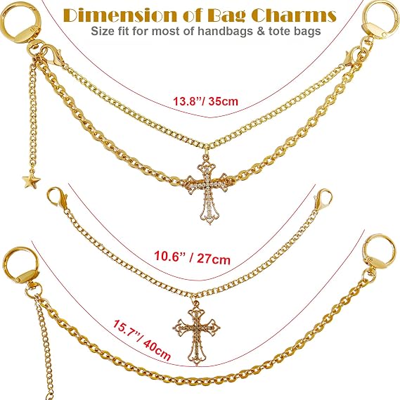 Bag Charms Purse Chain Charm for Handbags & Tote Bags, Cute Gold Key Chain Accessories for Bogg Bag