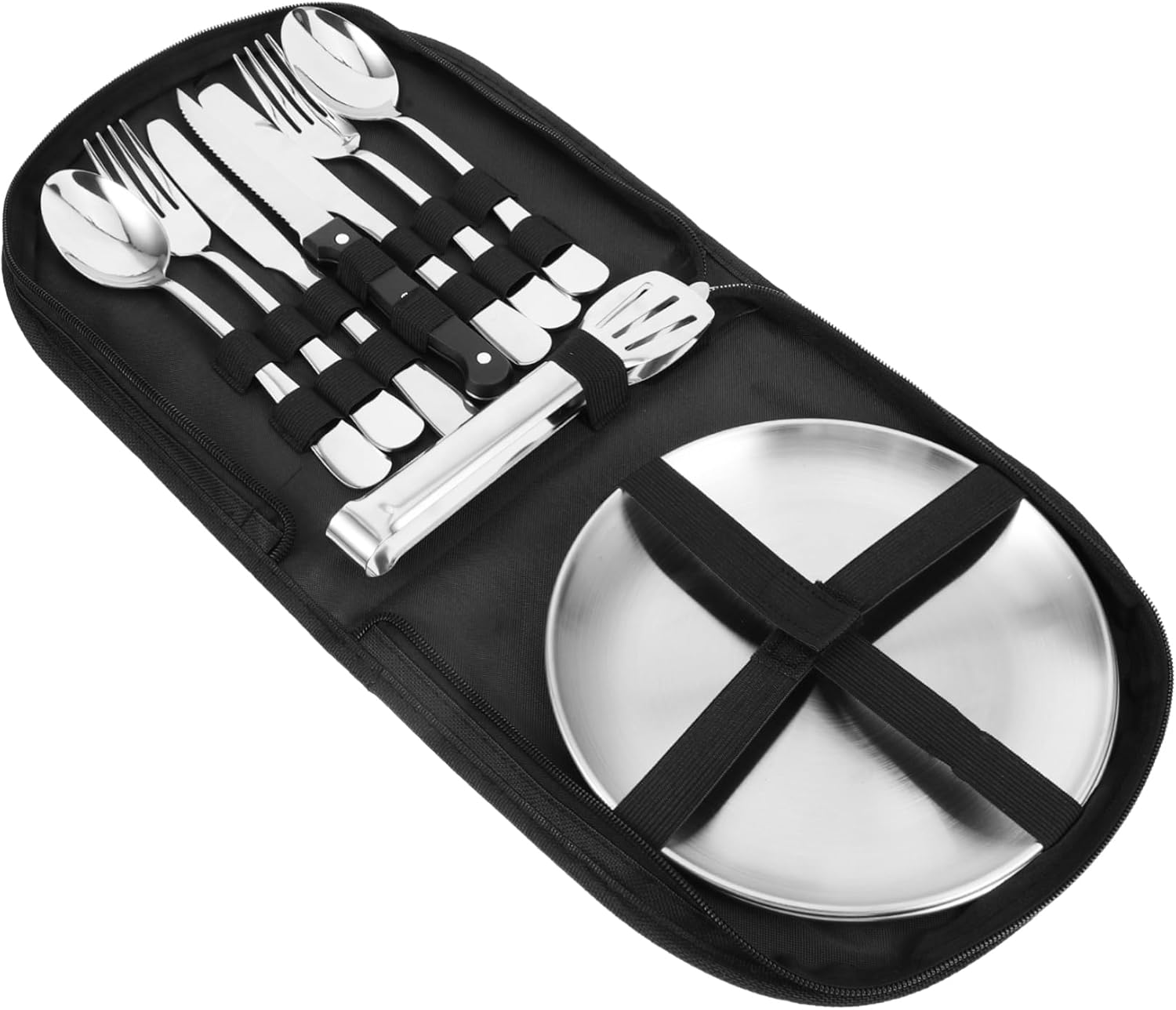 Matte Silverware Set Travel Cutlery Kit Portable Camping Utensil Set Storage Bag Modern for Outdoor Hiking and Picnics