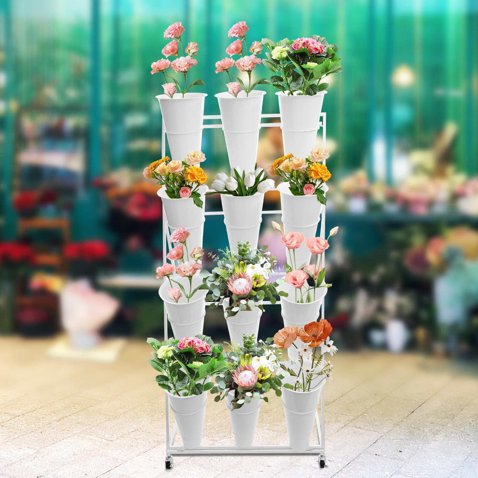 Amazon.co.jp: フラワーディスプレイスタンド プラスチックバケツ12個