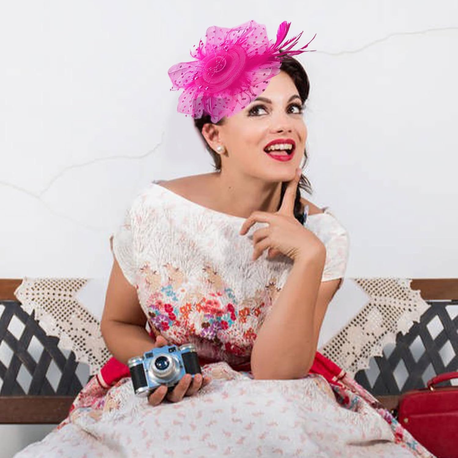 Fascinators Hats with Gloves Set for Women 20s 50s Cocktail Tea Party Wedding Costume Headwear