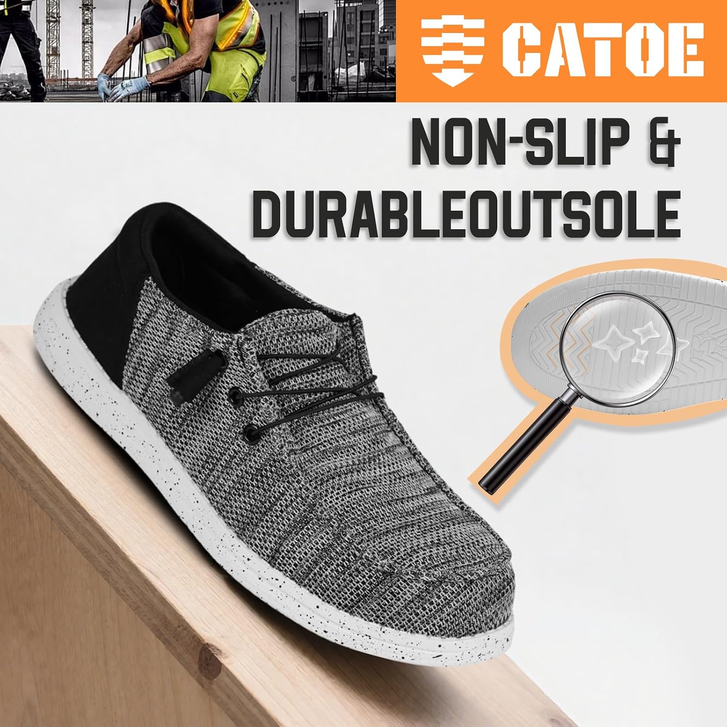 Steel Toe Shoes for Men Lightweight Loafers Slip On Safety Work Shoes Composite Toe Comfortable Non Slip Tennis Dress Sneakers image 5
