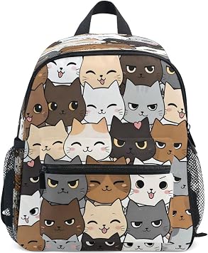 Cats Face Toddler Backpack for Boys Girls Preschool Kindergarten Elementary School Bag Toddlers Daycare Bag Age 3-7