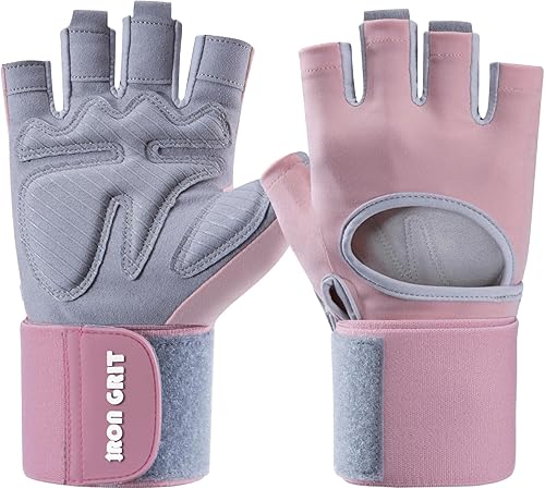 Guantes de levantamiento de pesas de grano de hierro, para hombres y mujeres, guantes de entrenamiento con soporte de muñeca para ejercicio,