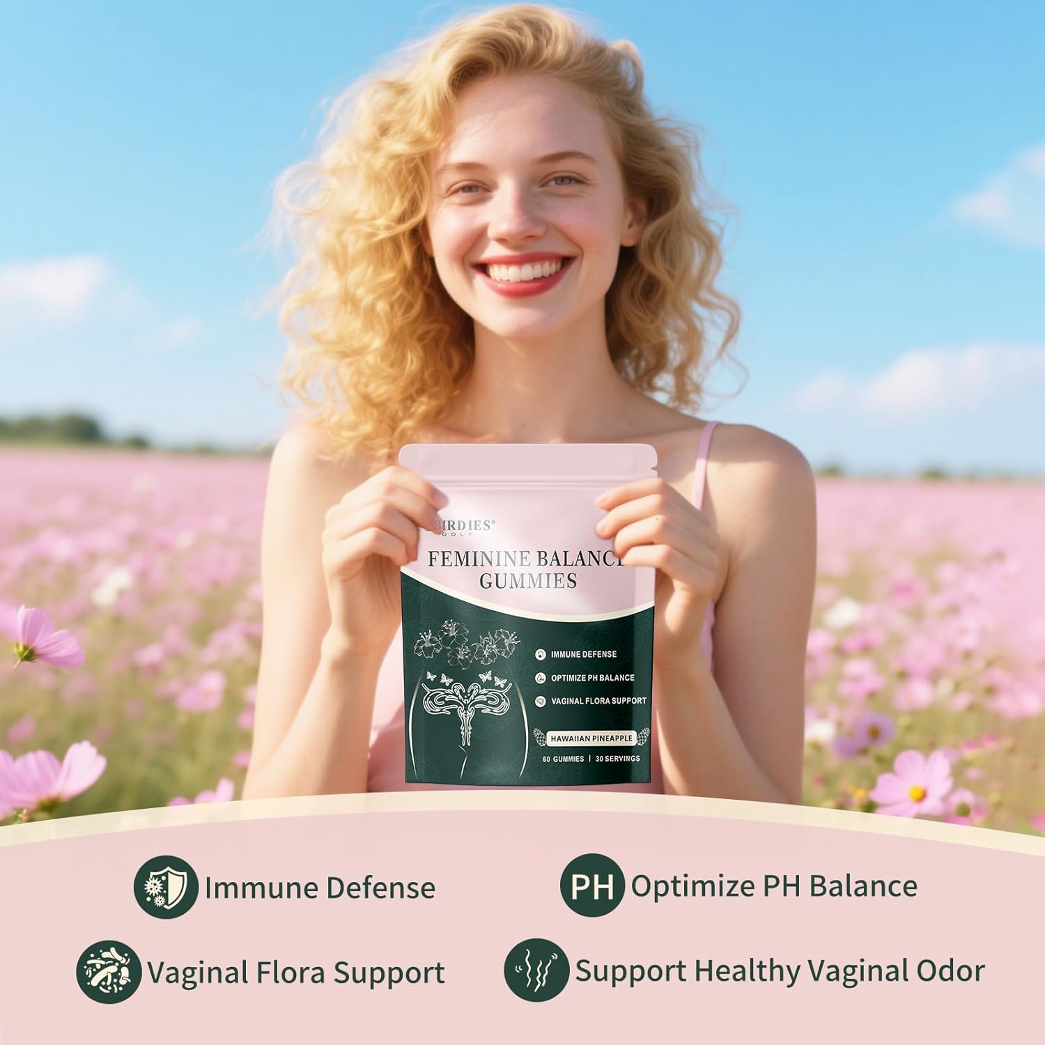 Premium Feminine Balance Gummies for Women's Health, Hawaiian Pineapple Gummies for Women Vaginal Probiotic & pH Balance Support - Vegan - Healthy Odor - Gluten-Free - 60 Count - Image 3