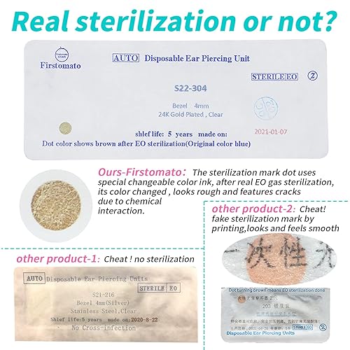 Miniatura 6 de Juego de 2 piercings desechables para la oreja, pistola de perforación de oreja, kit de perforación de cartílago con aretes hipoalergénicos (0.157