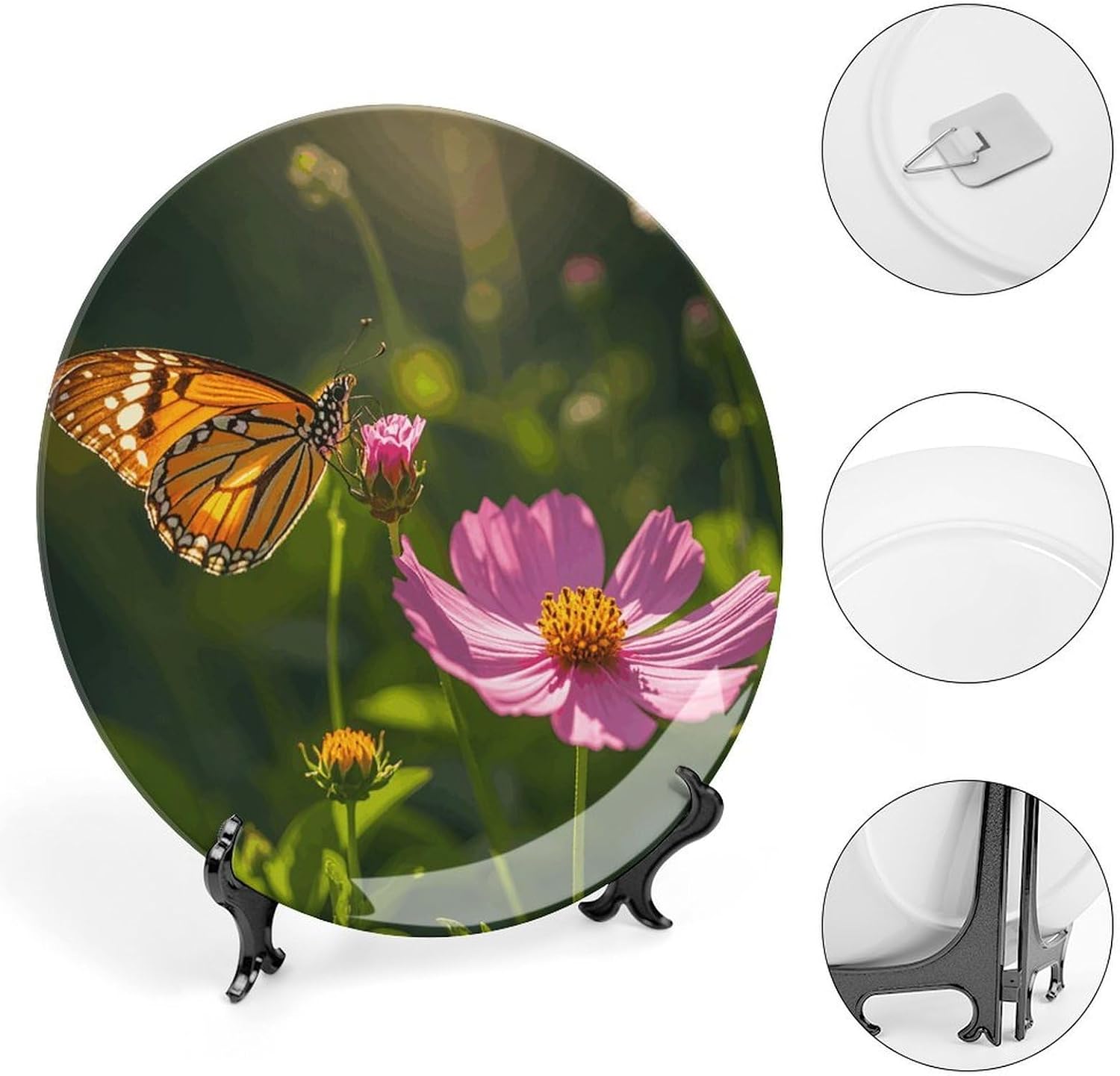 Flowers And Butterflies Ceramic Decorative Plate , Bone China Plates image 4