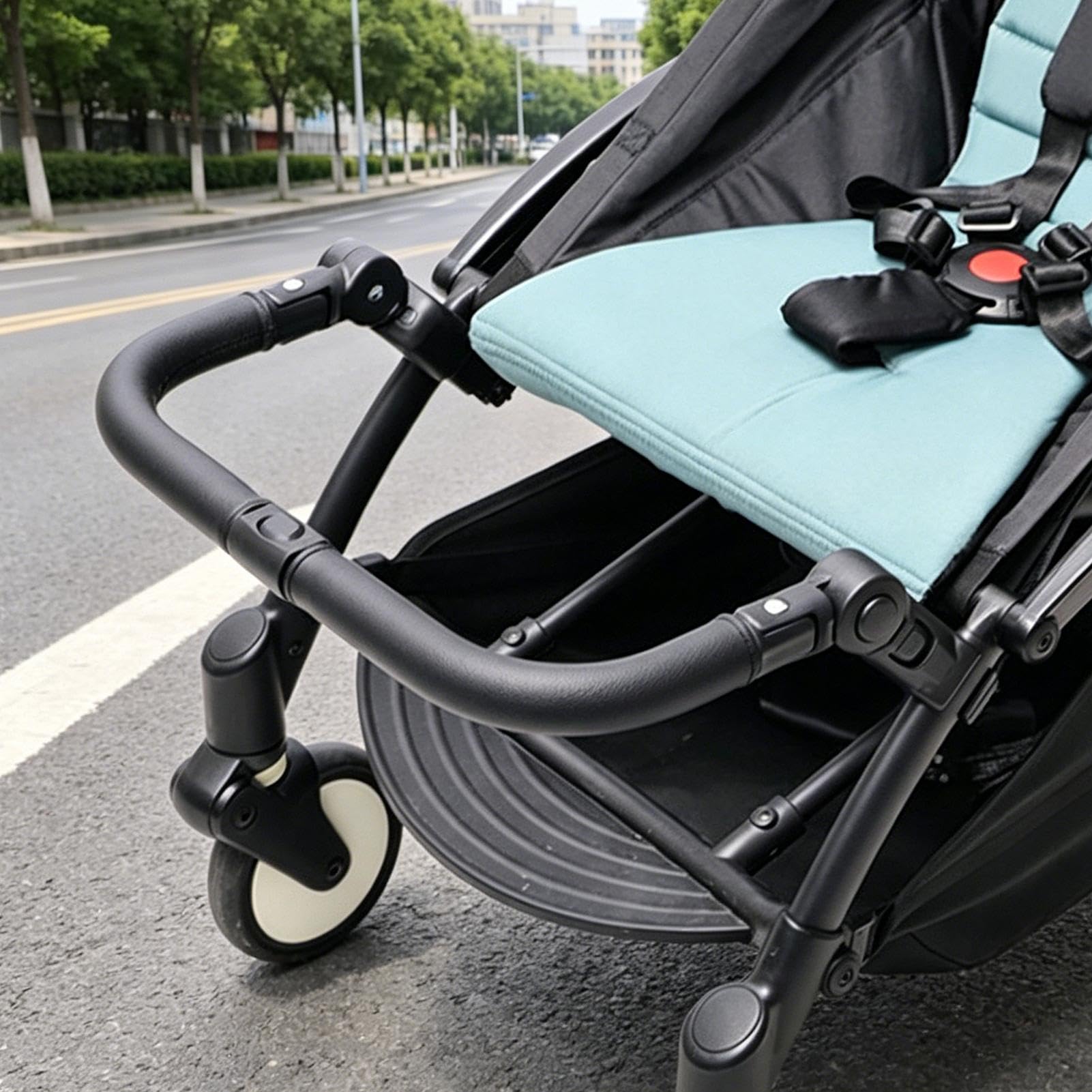 Barre universelle réglable en cuir PU pour poussette | Accessoires de poussette pour voyage, parc, shopping, marche, camping, pique-nique, vacances