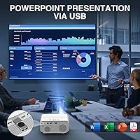 Vista 8 de [Auto Focus/4K Support] Projector with WiFi and Bluetooth, Native 1080P Outdoor Movie Projector with Auto Focus/4P6D Keystone/50% Zoom/PPT, DBPOWER