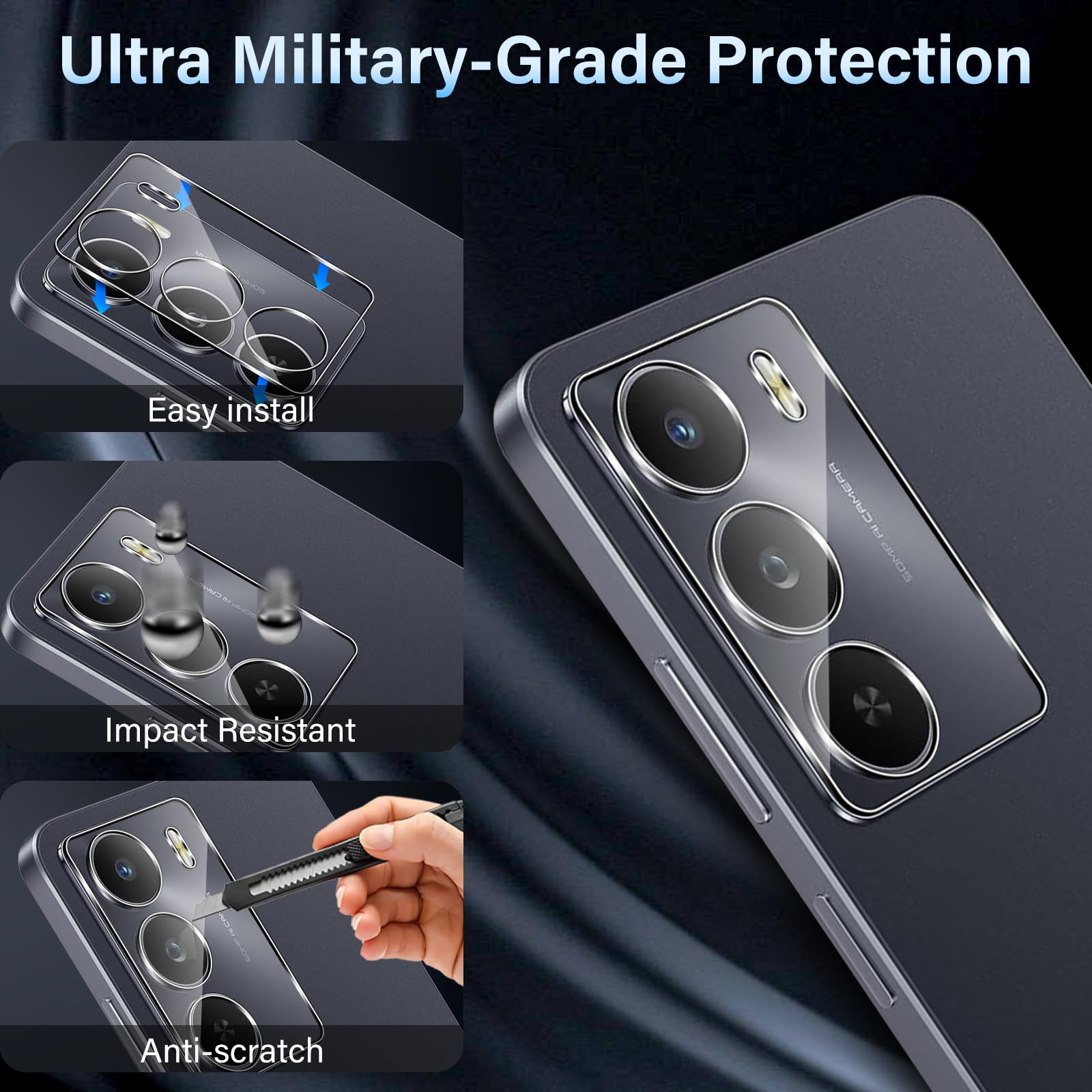Pellicola Vetro Temperato per Realme 14X 5G [3+3 Pezzi], con HD Protezione Lente Fotocamera, [Durezza 9H Anti Graffi] 0,33mm Vetrino Protezione Schermo Pellicola Protettiva