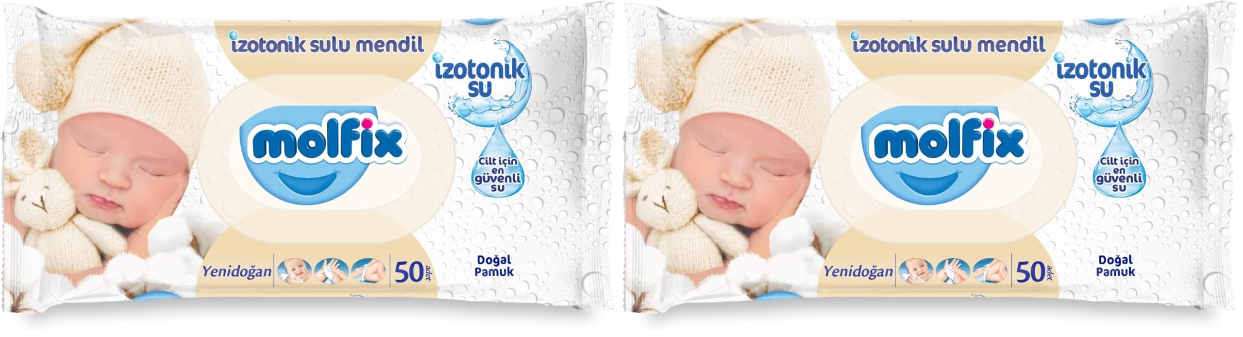 Molfix Yenidoğan İzotonik Sulu Islak Havlu, 50 Yaprak 2li paket