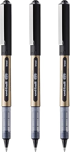 Miniatura 2 de uni-ball UB-150-10 Eye Broad Rollerball 3pc Blister Negro Plástico Libre Embalaje