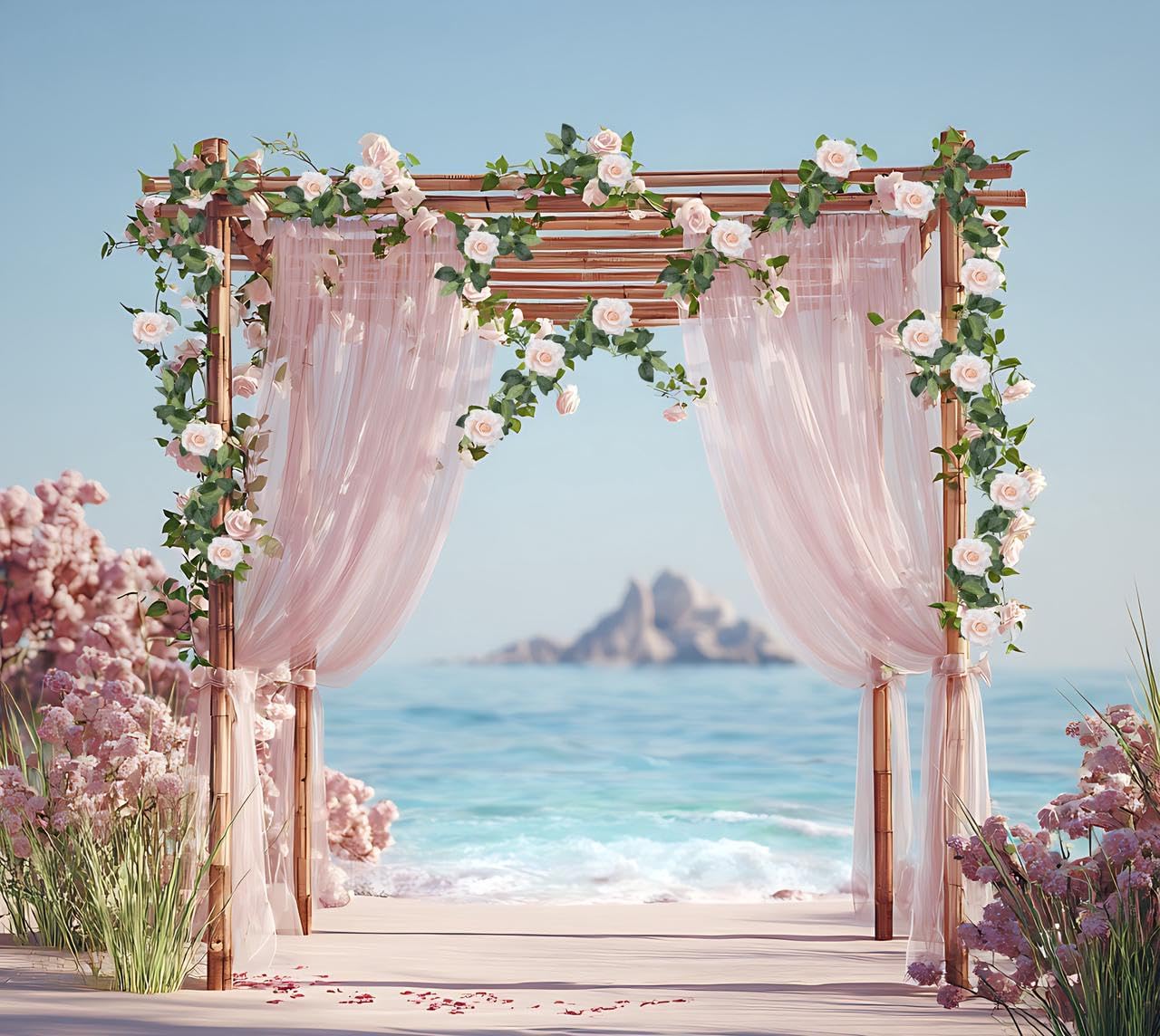 ZIFTY 5Pcs 32.5FT Pink Flower Garland Fake Rose Vines for Tea Party Mother's Day Decorations Faux Artificial Floral Garland Hanging Rose Ivy for Baby Shower Wedding Arch Ceremony Outdoor Wall Decor - Image 7